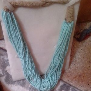Turquoise aqua sea beads necklace it's 12 inches long